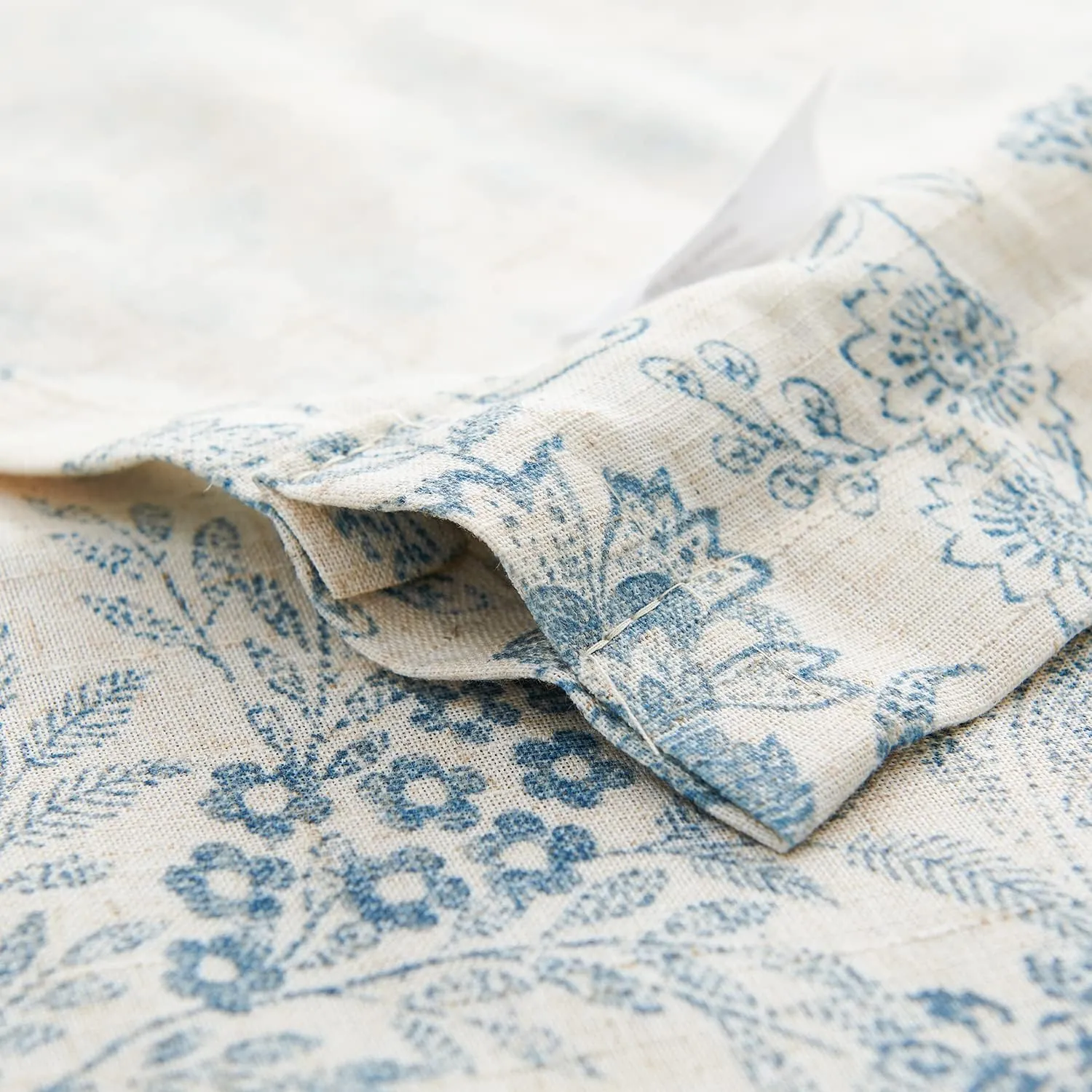 Lazzzy Kitchen Valance Curtain Linen Floral Farmhouse Valance for Living Room Bathroom Bedroom Country Valances Window Treatments Small Window Cafe Curtain 16 Inch Rod Pocket 1 Panel Blue on Beige