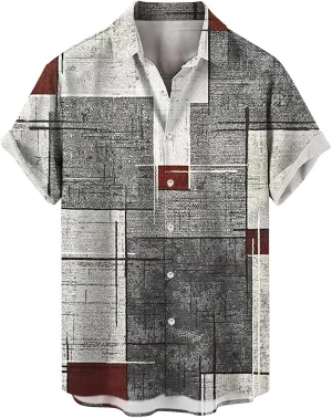 LCMTWX Hawaiian Shirt Splicing Day Shirts Short Sleeve Casual Button Down Beach Flower Shirt and Shorts Suits Mens Blue