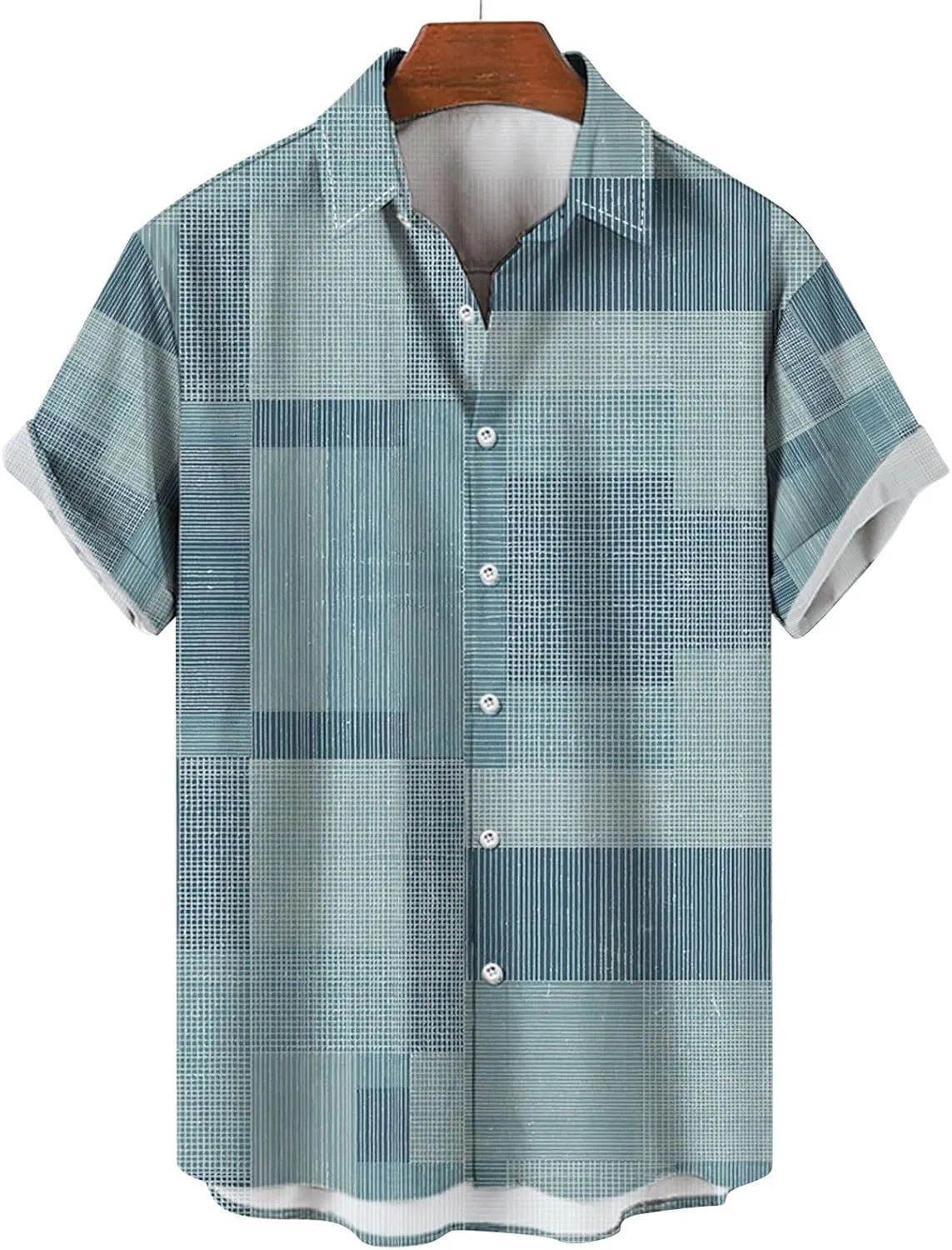 LCMTWX Hawaiian Shirt Splicing Day Shirts Short Sleeve Casual Button Down Beach Flower Shirt and Shorts Suits Mens Blue