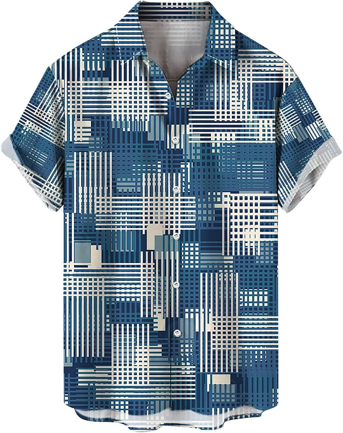 LCMTWX Hawaiian Shirt Splicing Day Shirts Short Sleeve Casual Button Down Beach Flower Shirt and Shorts Suits Mens Blue