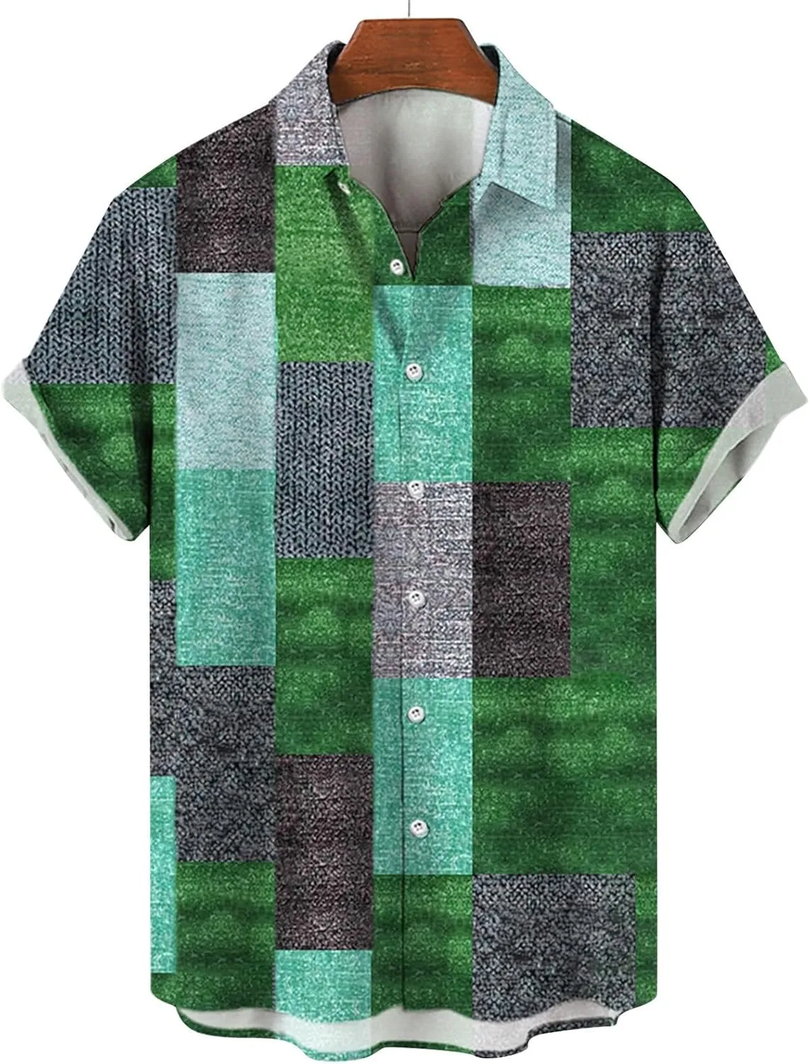 LCMTWX Hawaiian Shirt Splicing Day Shirts Short Sleeve Casual Button Down Beach Flower Shirt and Shorts Suits Mens Blue