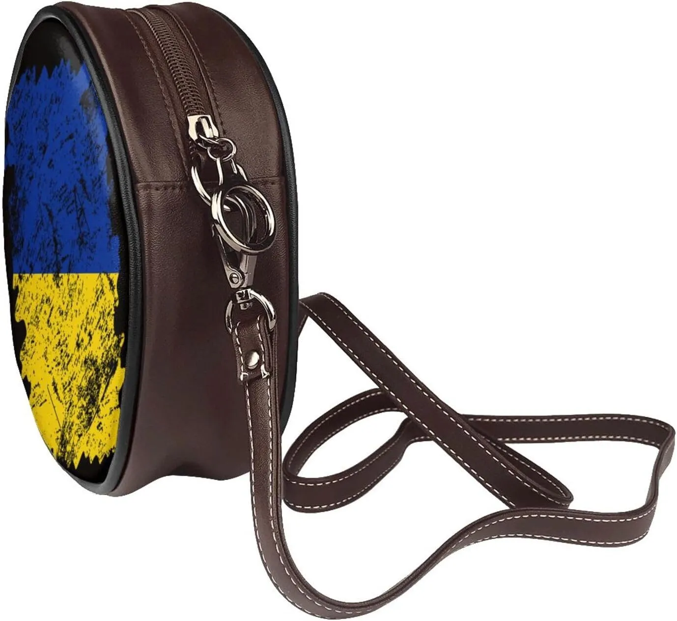 Leather Crossbody Bags for Women, Circle Purse Shoulder Bag, Fashion Round Handbag for Travel, Adjustable Strap
