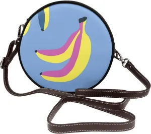 Leather Crossbody Bags for Women, Circle Purse Shoulder Bag, Fashion Round Handbag for Travel, Adjustable Strap