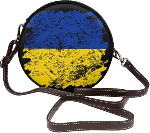 Leather Crossbody Bags for Women, Circle Purse Shoulder Bag, Fashion Round Handbag for Travel, Adjustable Strap