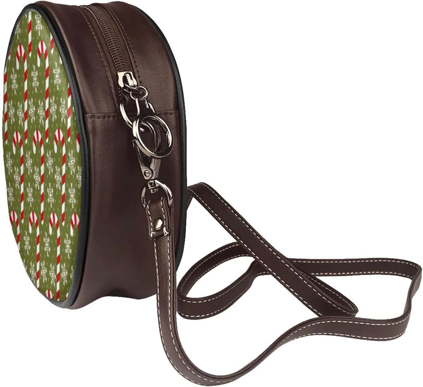 Leather Crossbody Bags for Women, Circle Purse Shoulder Bag, Fashion Round Handbag for Travel, Adjustable Strap