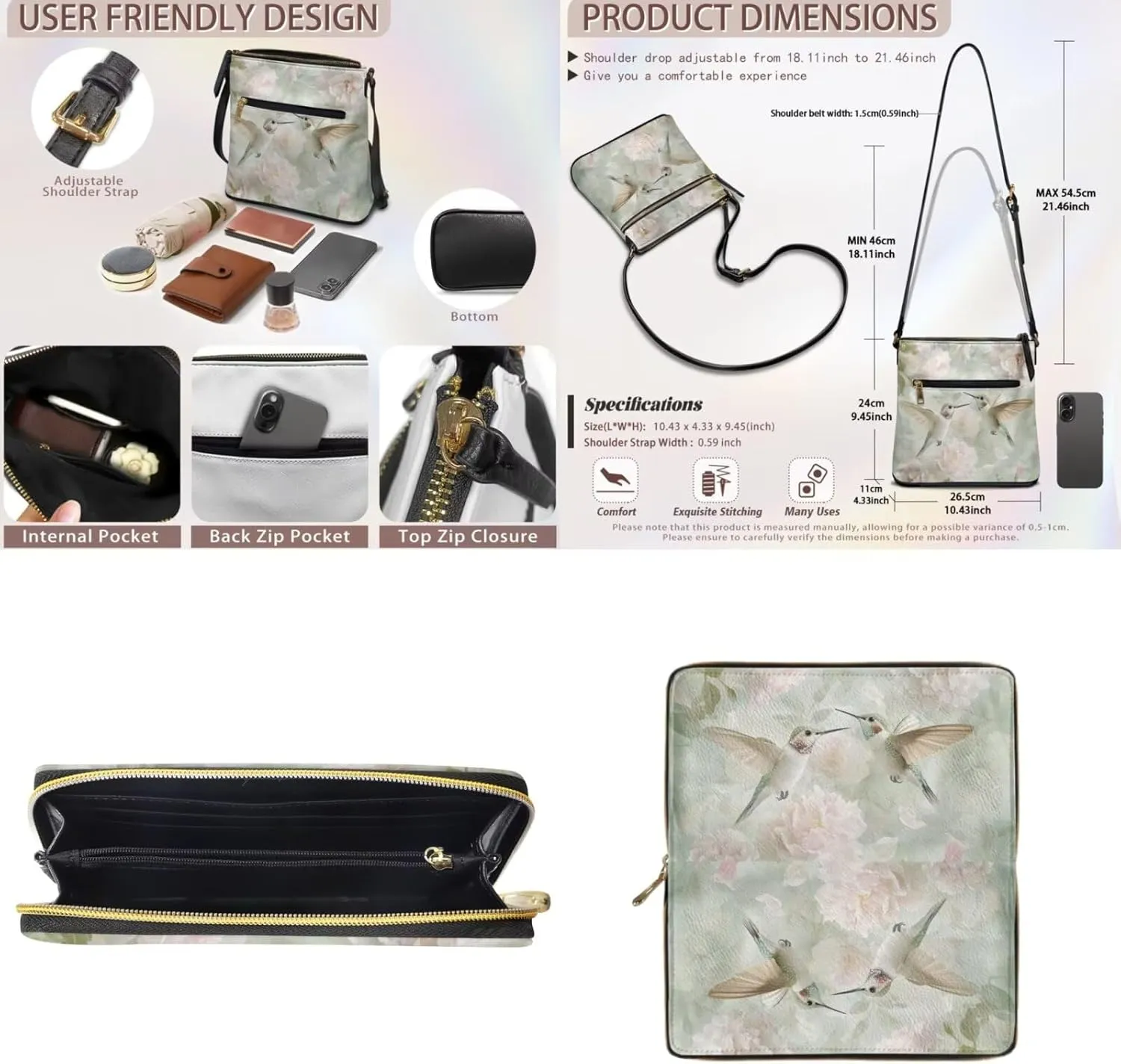 Leather Crossbody Bags with Matching Wallet for Women Fashion Shoulder Bag Casual Hobo Purses Handbags