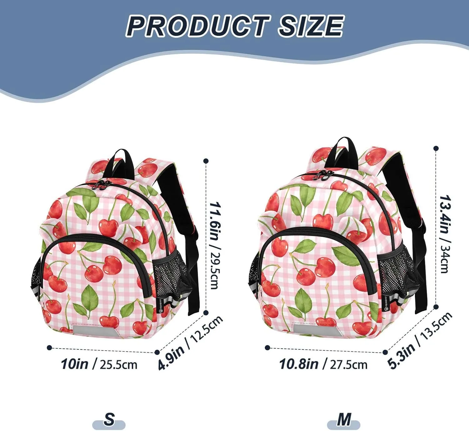 Leaves Preschool Backpack Watercolor Cherry Daycare Bookbag School Backpack with Traction Rope for Kids 3-6