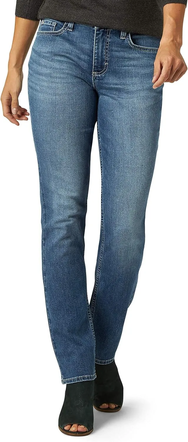 Lee Riders Women’s Midrise Straight Premium Jean, Regular Fit (Titanic Medium Blue Wash)