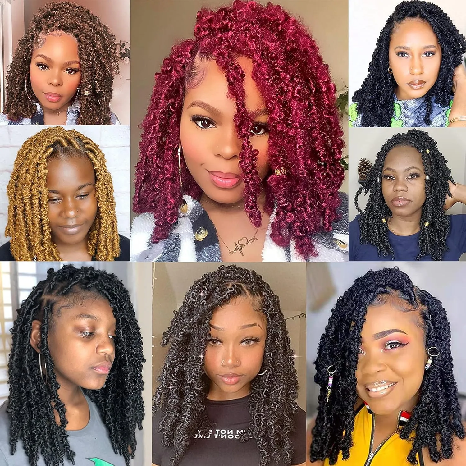 Leeven 12 Inch Butterfly Locs Crochet Hair 6 Packs Blonde Short Bob Crochet Butterfly Locs Braids Hair Handmade Pre-looped Messy Distressed Faux Locs Hair for Women 27#