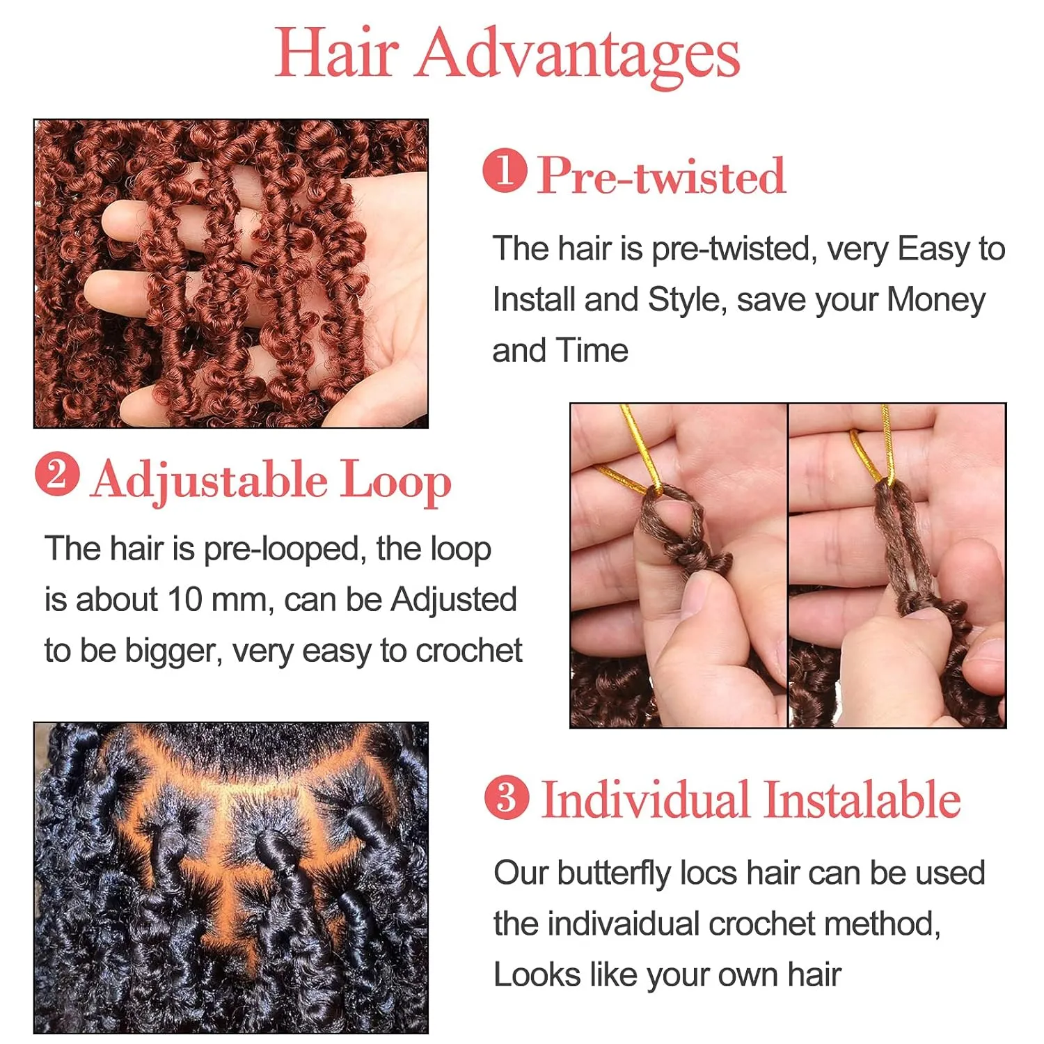 Leeven 12 Inch Butterfly Locs Crochet Hair 6 Packs Blonde Short Bob Crochet Butterfly Locs Braids Hair Handmade Pre-looped Messy Distressed Faux Locs Hair for Women 27#