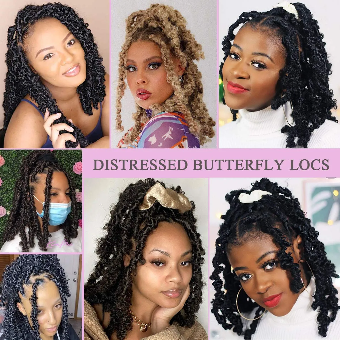 Leeven 12 Inch Pre-twisted Butterfly Locs Crochet Hair 6 Packs Short Crochet Butterfly Locs Dark Brown Synthetic Messy Distressed Faux Locs Crochet Hair Extensions for Women 4# 12 Strands/Pack