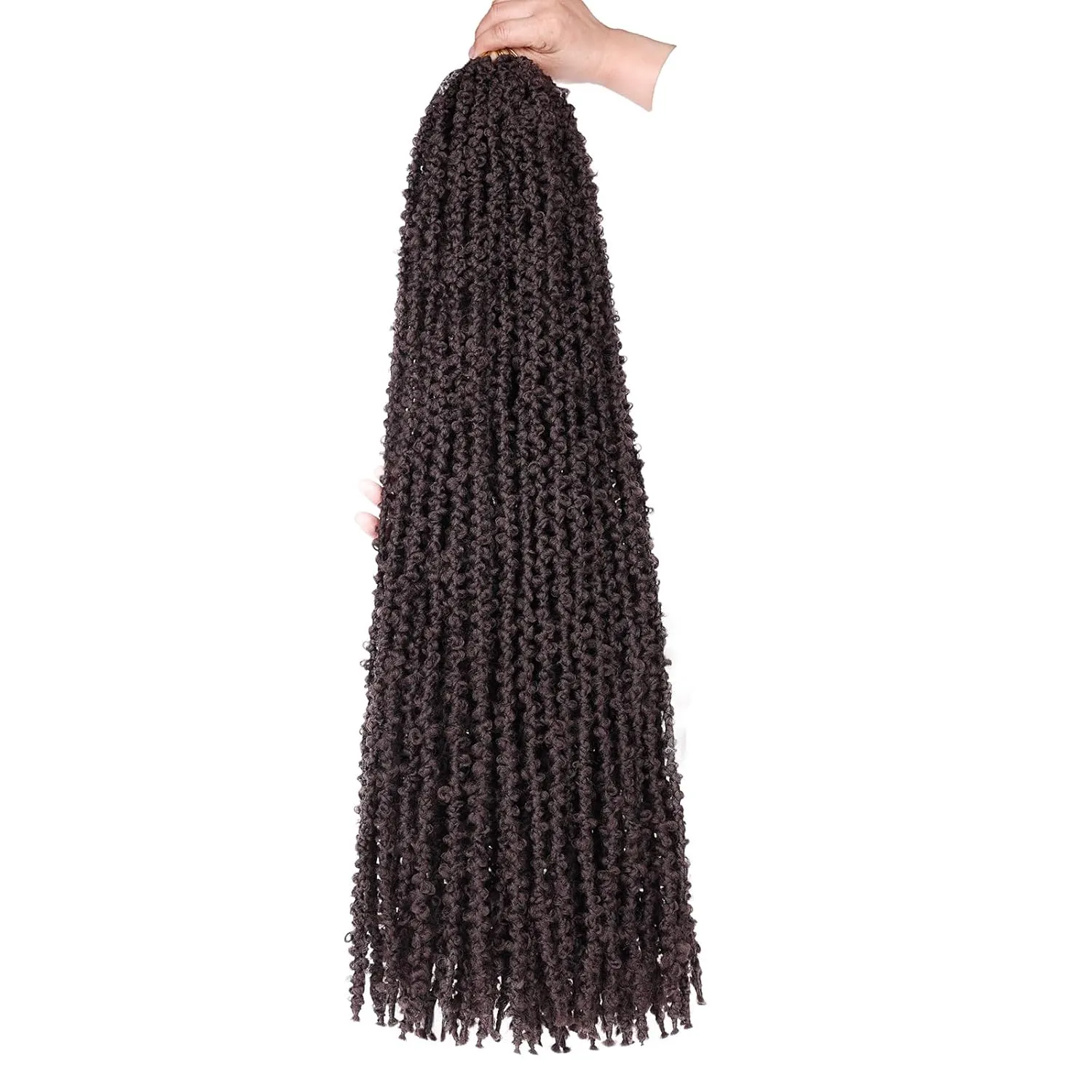Leeven 24 Inch Pre-twisted butterfly locs crochet hair Black Brown Butterfly Faux Locs Crochet Braids Hair Pre-looped Distressed Butterfly Locks Hair Extensions for Women 4#
