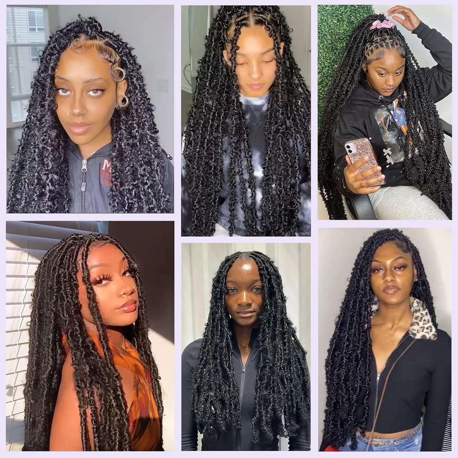 Leeven 30 Inch Long Butterfly Locs Crochet Hair 6 Packs Distressed Locs Crcoeht Braids Hair Natural Black Pre looped Synthetic Messy Goddess Butterfly Soft Locs Crochet Hair Extensions 1B#