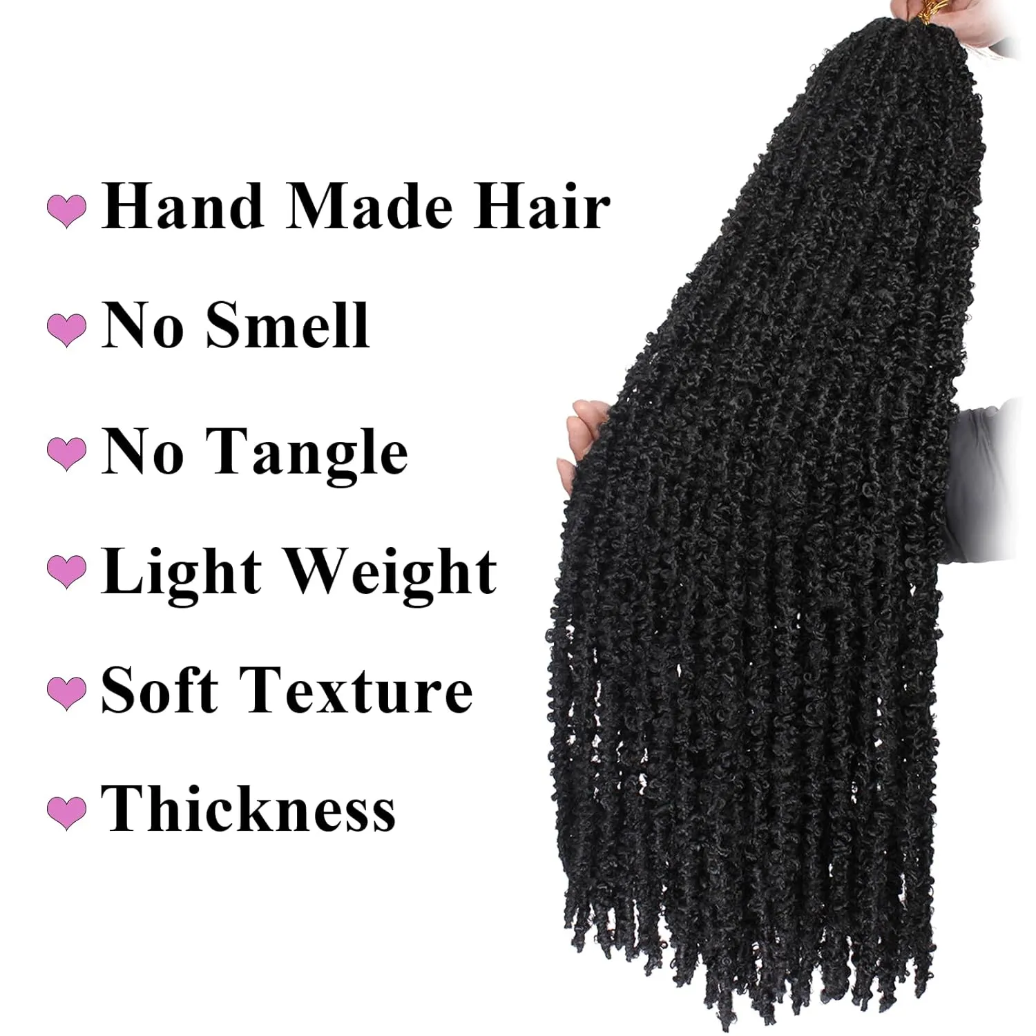 Leeven 30 Inch Long Butterfly Locs Crochet Hair 6 Packs Distressed Locs Crcoeht Braids Hair Natural Black Pre looped Synthetic Messy Goddess Butterfly Soft Locs Crochet Hair Extensions 1B#