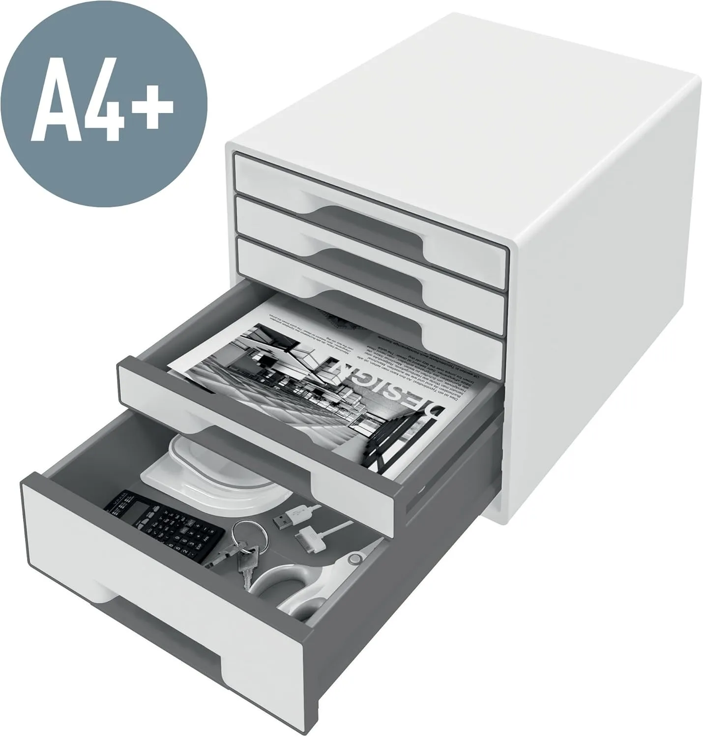Leitz WOW Cube Storage Box with Drawers 5 Schubladen Violet Metallic