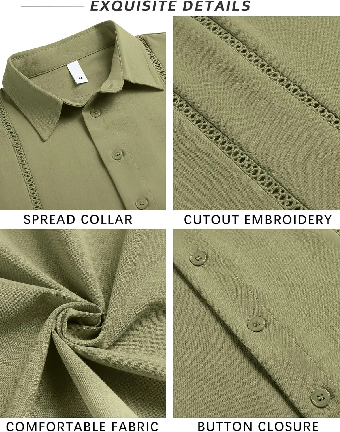 LETSEE Men's Cuban Guayabera Shirt Short Sleeve Casual Button Down Shirts Summer Beach Linen Shirts