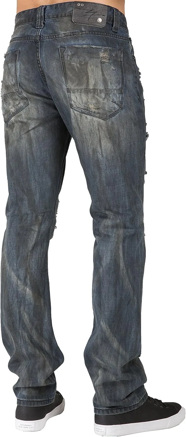 Level 7 Men's Premium Denim Jeans Slim Straight Handcrafted Artisan Wash