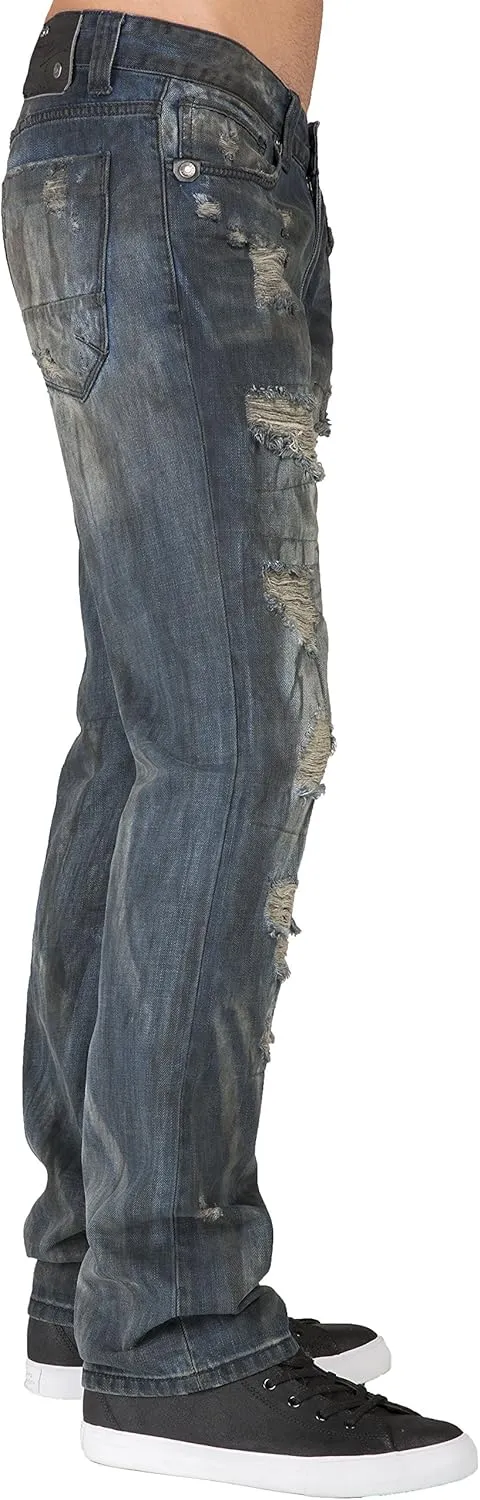 Level 7 Men's Premium Denim Jeans Slim Straight Handcrafted Artisan Wash