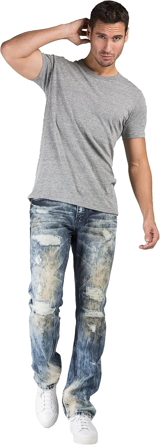Level 7 Men's Premium Denim Jeans Slim Straight Handcrafted Artisan Wash