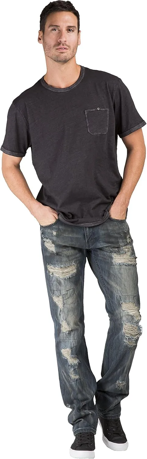 Level 7 Men's Premium Denim Jeans Slim Straight Handcrafted Artisan Wash