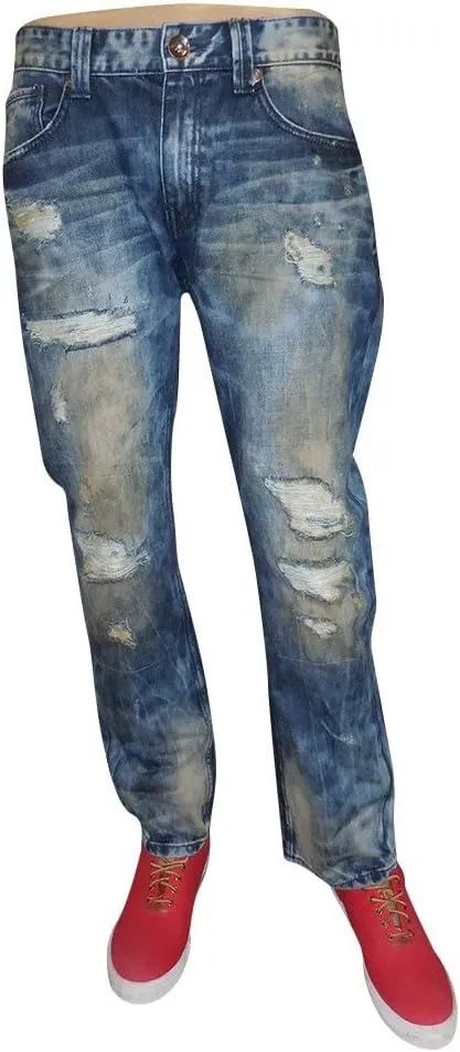 Level 7 Men's Premium Denim Jeans Slim Straight Handcrafted Artisan Wash