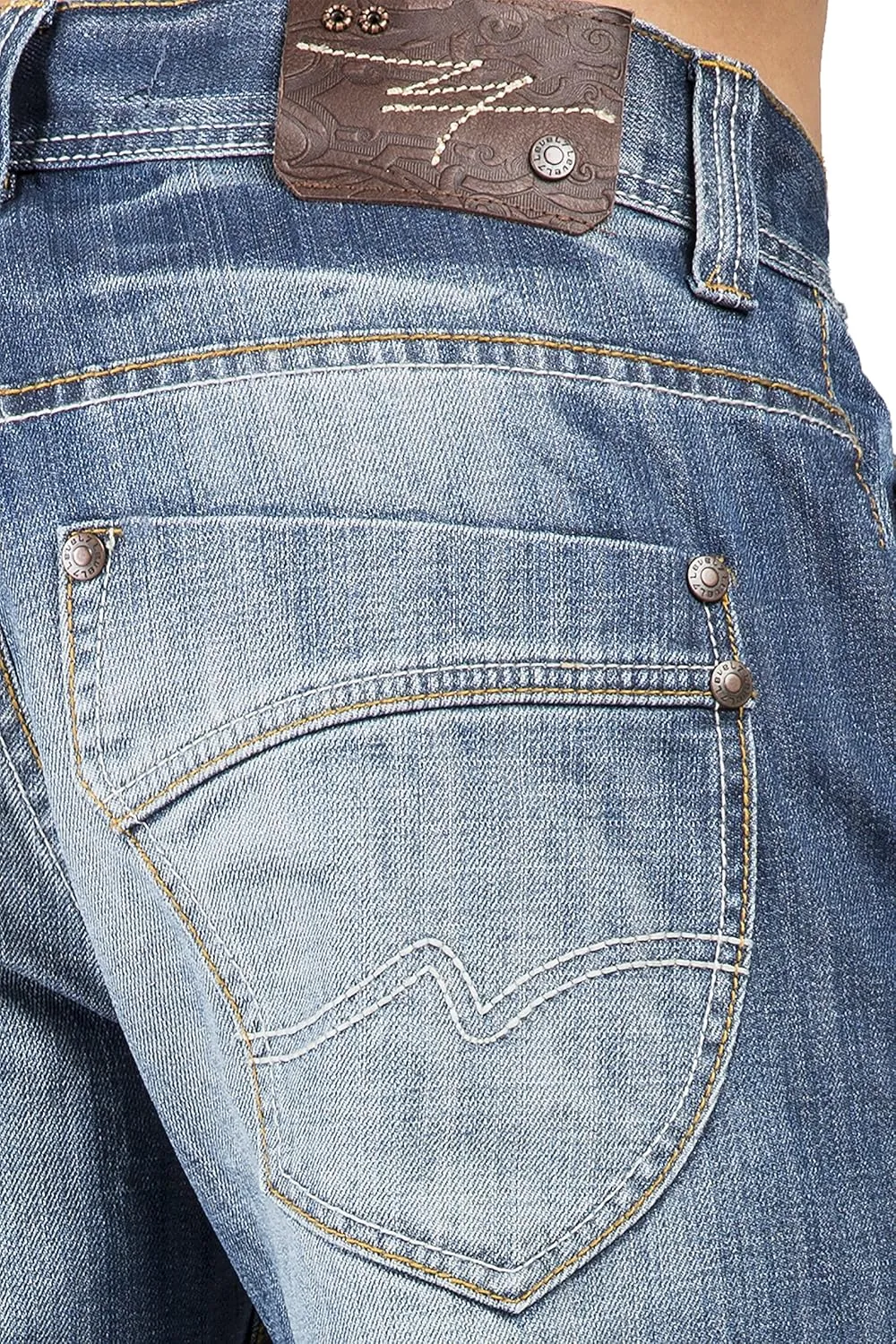 Level 7 Men's Relaxed Bootcut & Relaxed Straight Leg Denim Distressed Jeans with Zipper Pocket