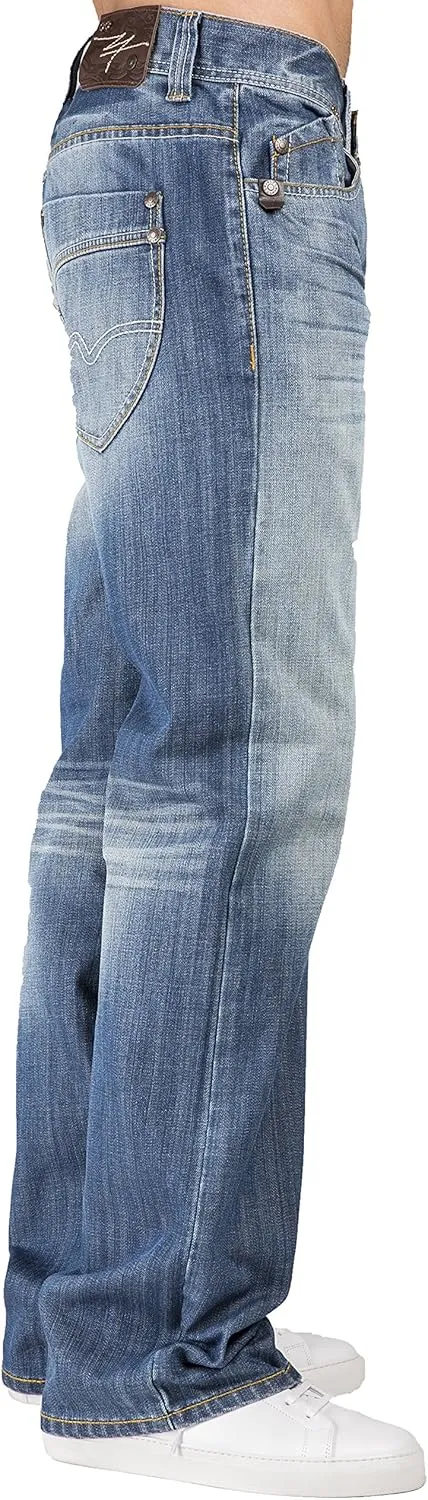 Level 7 Men's Relaxed Bootcut & Relaxed Straight Leg Denim Distressed Jeans with Zipper Pocket
