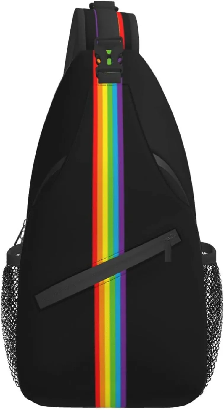 LGBT Sling Bag Crossbody Chest Daypack Casual Backpack Rainbow Animal Shoulder Bag For Travel Hiking Shopping