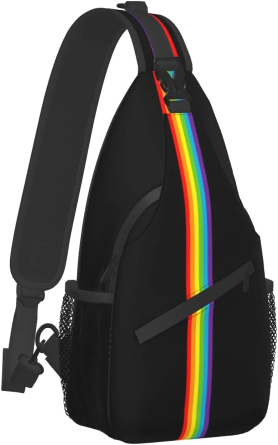 LGBT Sling Bag Crossbody Chest Daypack Casual Backpack Rainbow Animal Shoulder Bag For Travel Hiking Shopping