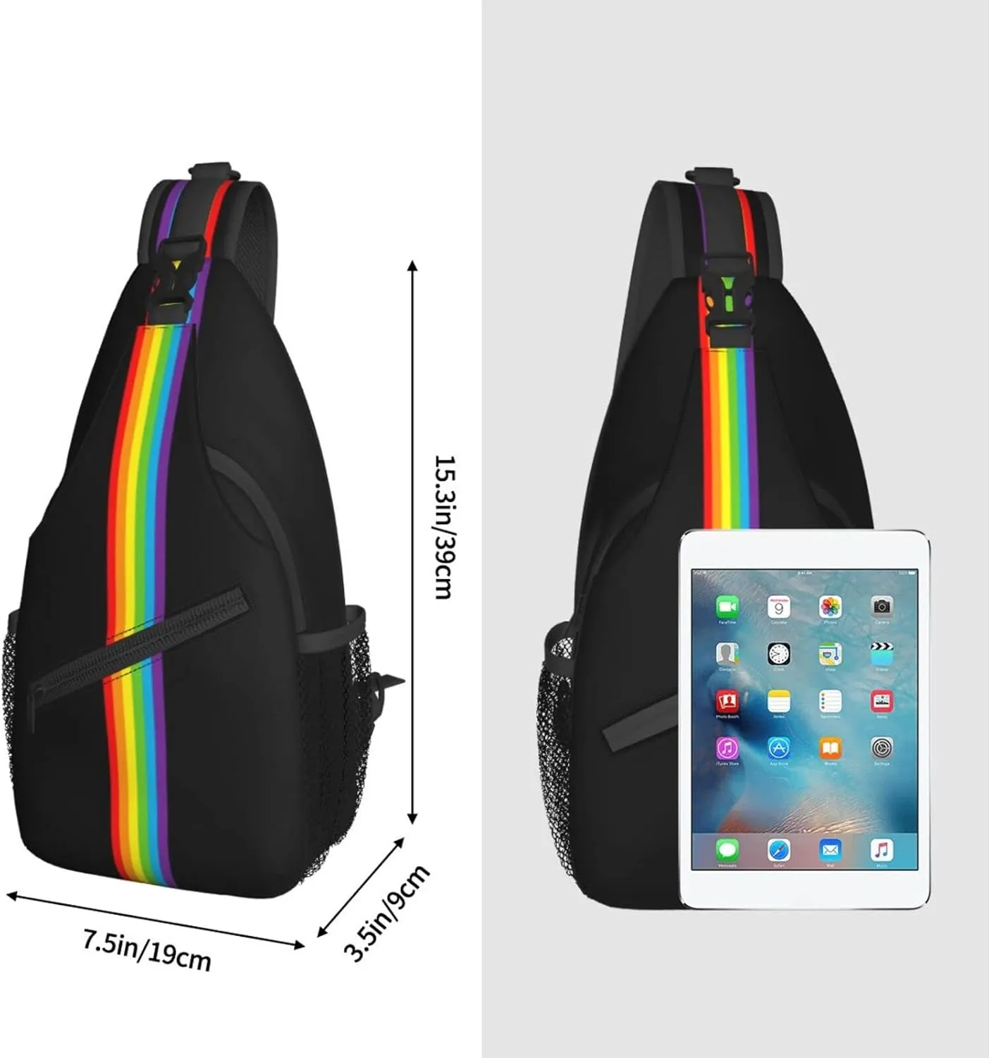 LGBT Sling Bag Crossbody Chest Daypack Casual Backpack Rainbow Animal Shoulder Bag For Travel Hiking Shopping