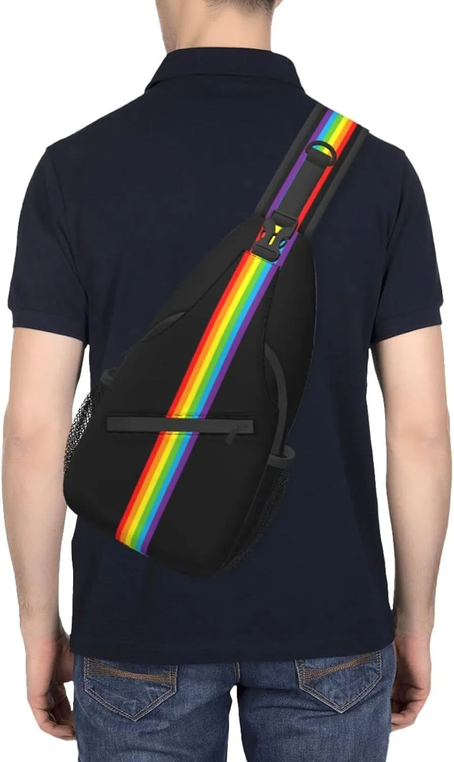 LGBT Sling Bag Crossbody Chest Daypack Casual Backpack Rainbow Animal Shoulder Bag For Travel Hiking Shopping