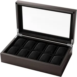 LHX Watch Storage Box Wooden Transparent Glass Mount Box 34.2 * 12 * 9CM(34.5 * 21 * 9CM)