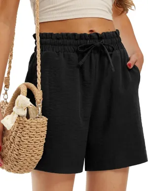 Libin Shorts for Women Linen Shorts High Waisted Lightweight Casual Summer Drawstring Beach Vacation Outfit