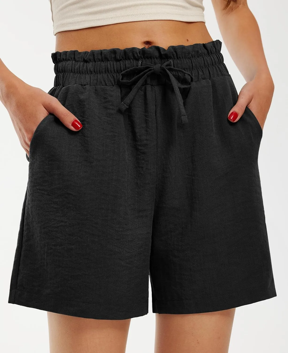 Libin Shorts for Women Linen Shorts High Waisted Lightweight Casual Summer Drawstring Beach Vacation Outfit