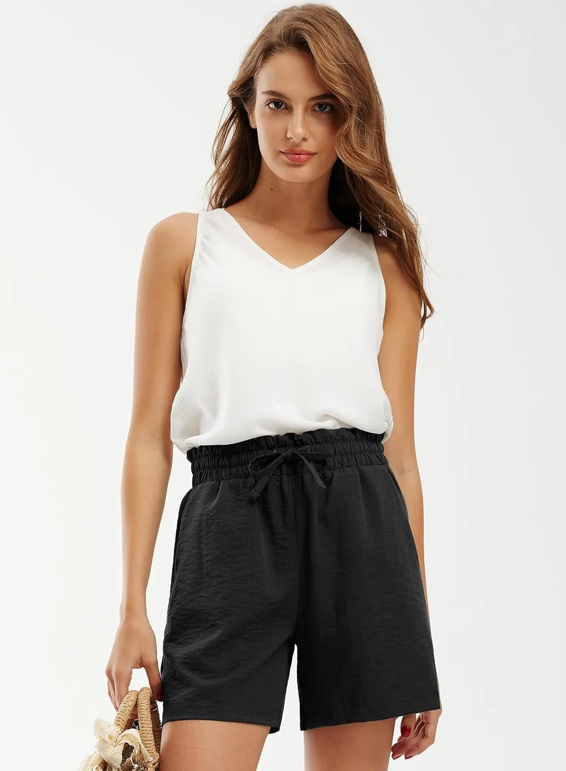 Libin Shorts for Women Linen Shorts High Waisted Lightweight Casual Summer Drawstring Beach Vacation Outfit
