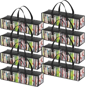 Lifewit CD Storage Bags 8 Pcs, Clear All PVC Plastic DVD Organizer with Carrying Handles and Zipper, Water Resistant Media Holder Case for CDs, Albums, Hold up to 400 CDs (50 Each)