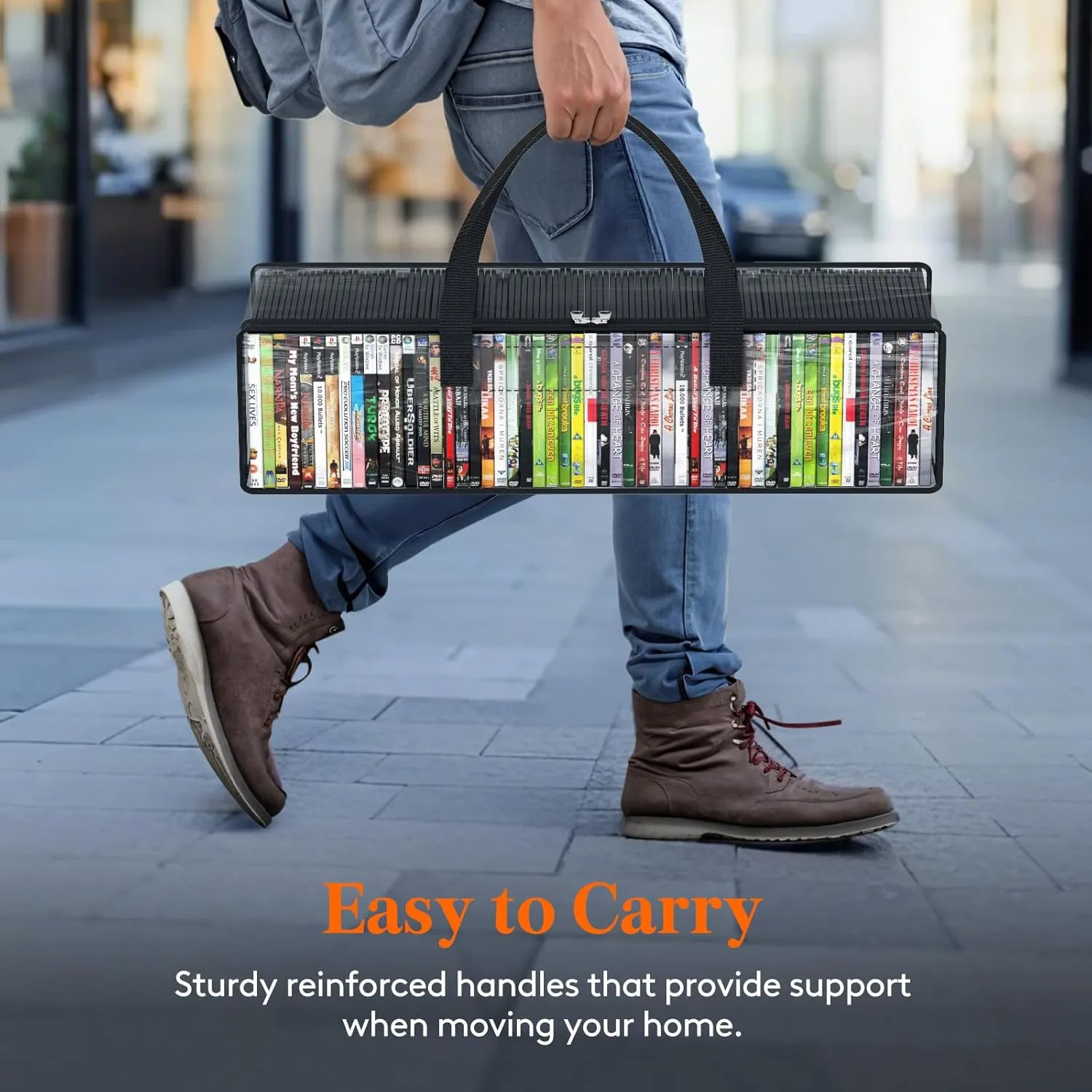 Lifewit CD Storage Bags 8 Pcs, Clear All PVC Plastic DVD Organizer with Carrying Handles and Zipper, Water Resistant Media Holder Case for CDs, Albums, Hold up to 400 CDs (50 Each)