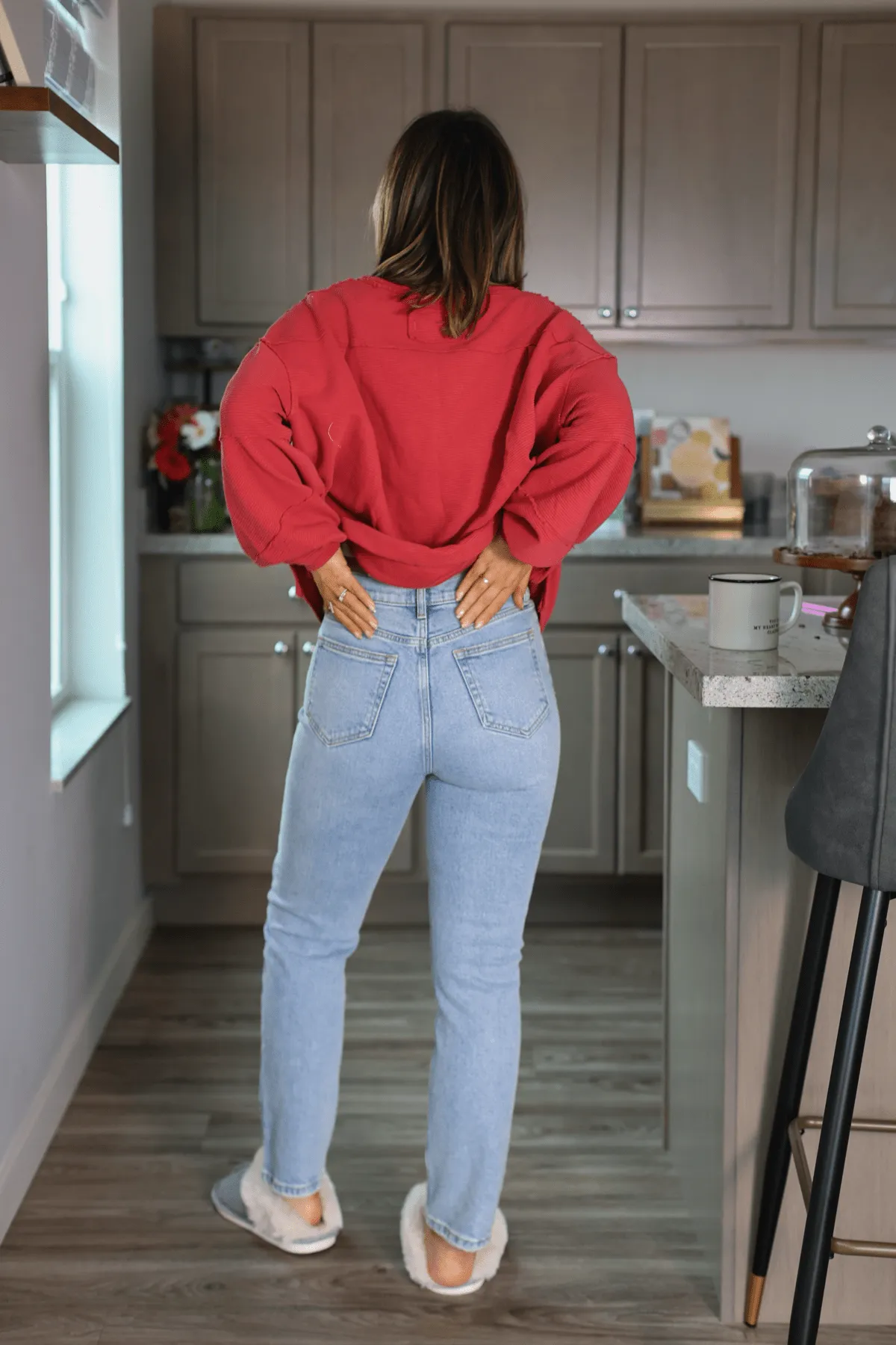 Light Wash Destructed Straight Leg Jeans - FINAL SALE