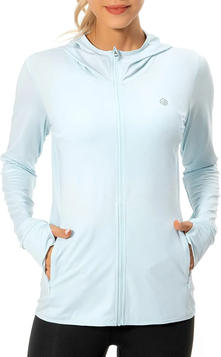 Lightbare Women's UPF 50  Full Zip Hoodie Jacket Long Sleeve Hooded Sun Shirt with Pockets