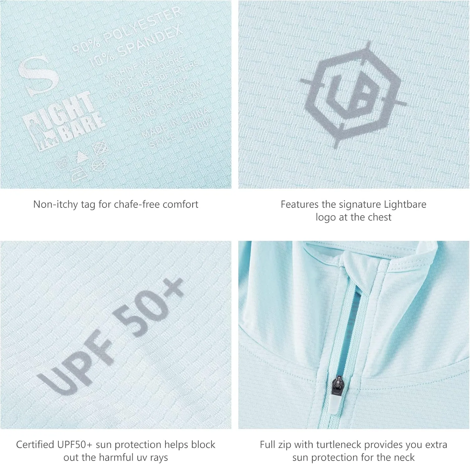 Lightbare Women's UPF 50  Full Zip Hoodie Jacket Long Sleeve Hooded Sun Shirt with Pockets