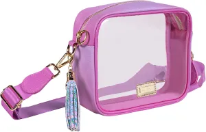 Lilly Pulitzer Transparent Game Day Bag for Stadiums, Clear Crossbody Travel Bag for Games and Concerts, Pink and Purple Ombre