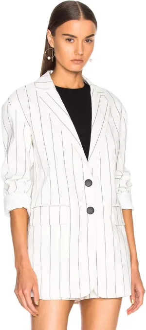Linen Blend Stripe Button Back Blazer Size 4