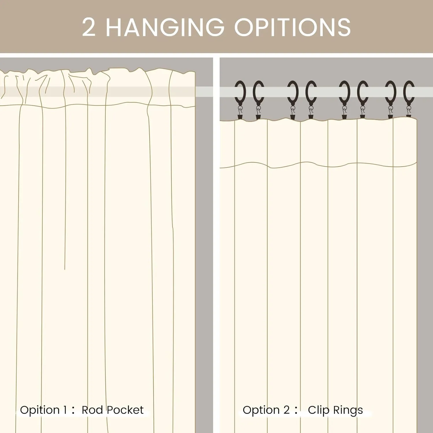 Linen Cafe Curtains 36 inch Length 2 Panel - Solid Pattern Short Drapes,Tassel, Rod Pocket,Sheer,Privacy,Neutral,Antique Window Panels,Living Room,Bedroom,Dining Room,Linen Color