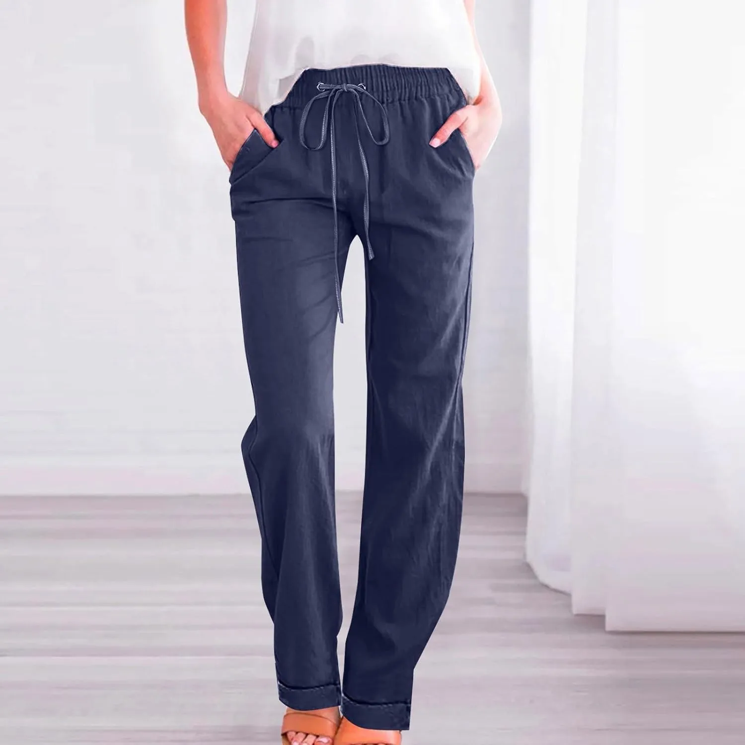 Linen Clothing for Women Linen Clothing Linen Loose Casual Drawstring Wide Leg Linen Trousers Women Linen Outfit Women