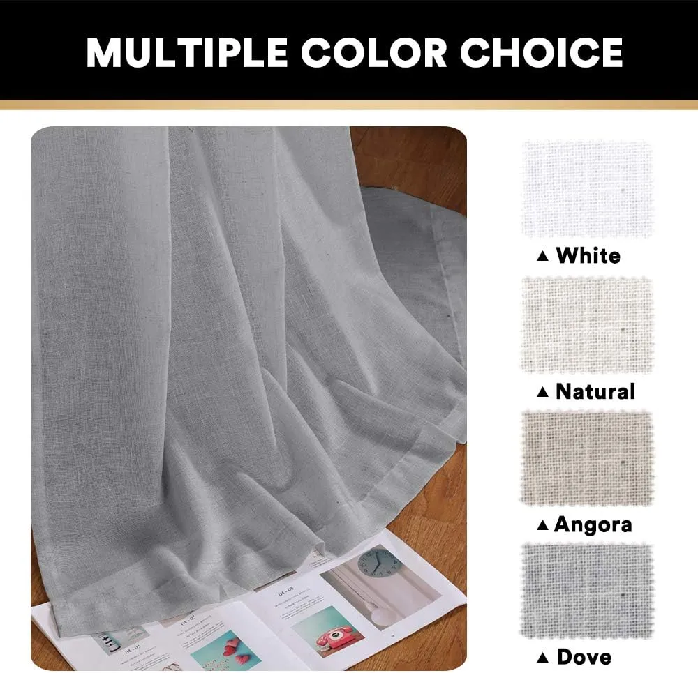 Linen Curtains Natural Linen Blended Rod Pocket Panels Light Reducing Privacy Panels Drapes for Living Room Energy Saving Window Treatments Draperies for Bedroom 2 Panels (Dove, 52" W x 84" L)