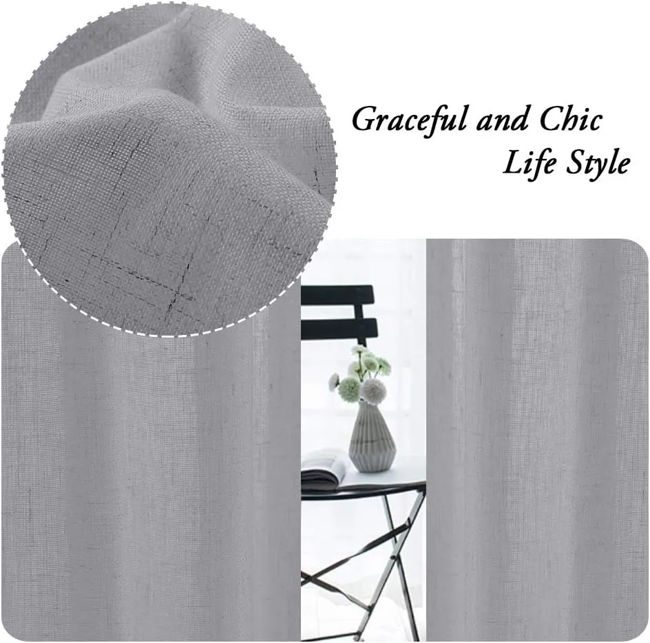 Linen Curtains Natural Linen Blended Rod Pocket Panels Light Reducing Privacy Panels Drapes for Living Room Energy Saving Window Treatments Draperies for Bedroom 2 Panels (Dove, 52" W x 84" L)