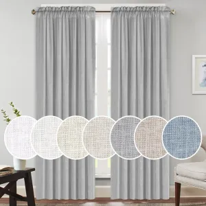 Linen Curtains Natural Linen Blended Rod Pocket Panels Light Reducing Privacy Panels Drapes for Living Room Energy Saving Window Treatments Draperies for Bedroom 2 Panels (Dove, 52" W x 84" L)