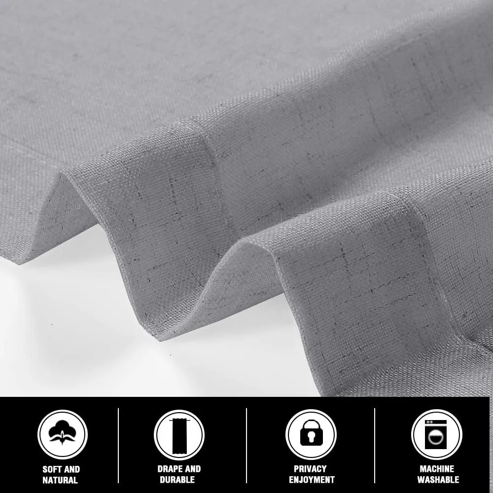 Linen Curtains Natural Linen Blended Rod Pocket Panels Light Reducing Privacy Panels Drapes for Living Room Energy Saving Window Treatments Draperies for Bedroom 2 Panels (Dove, 52" W x 84" L)