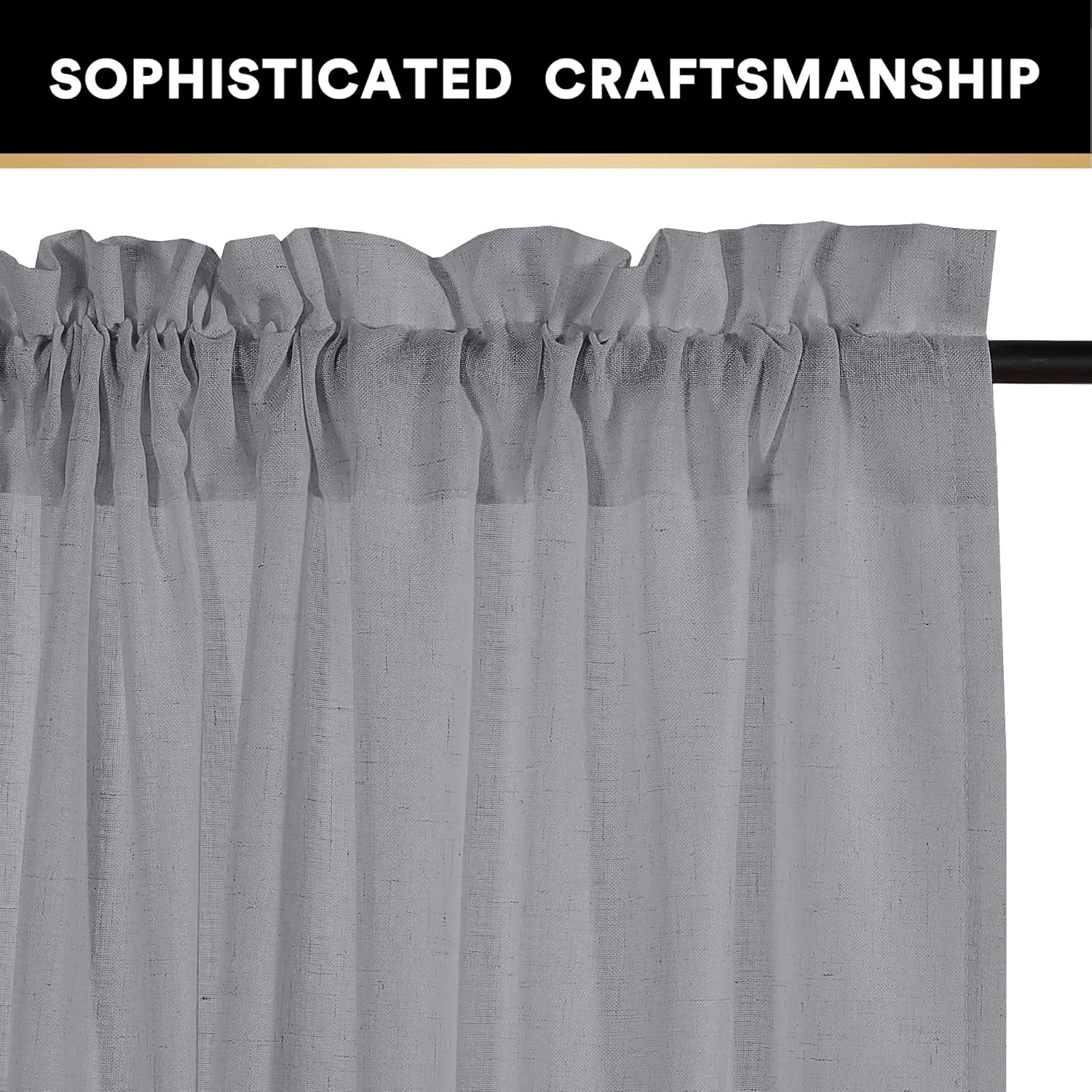 Linen Curtains Natural Linen Blended Rod Pocket Panels Light Reducing Privacy Panels Drapes for Living Room Energy Saving Window Treatments Draperies for Bedroom 2 Panels (Dove, 52" W x 84" L)
