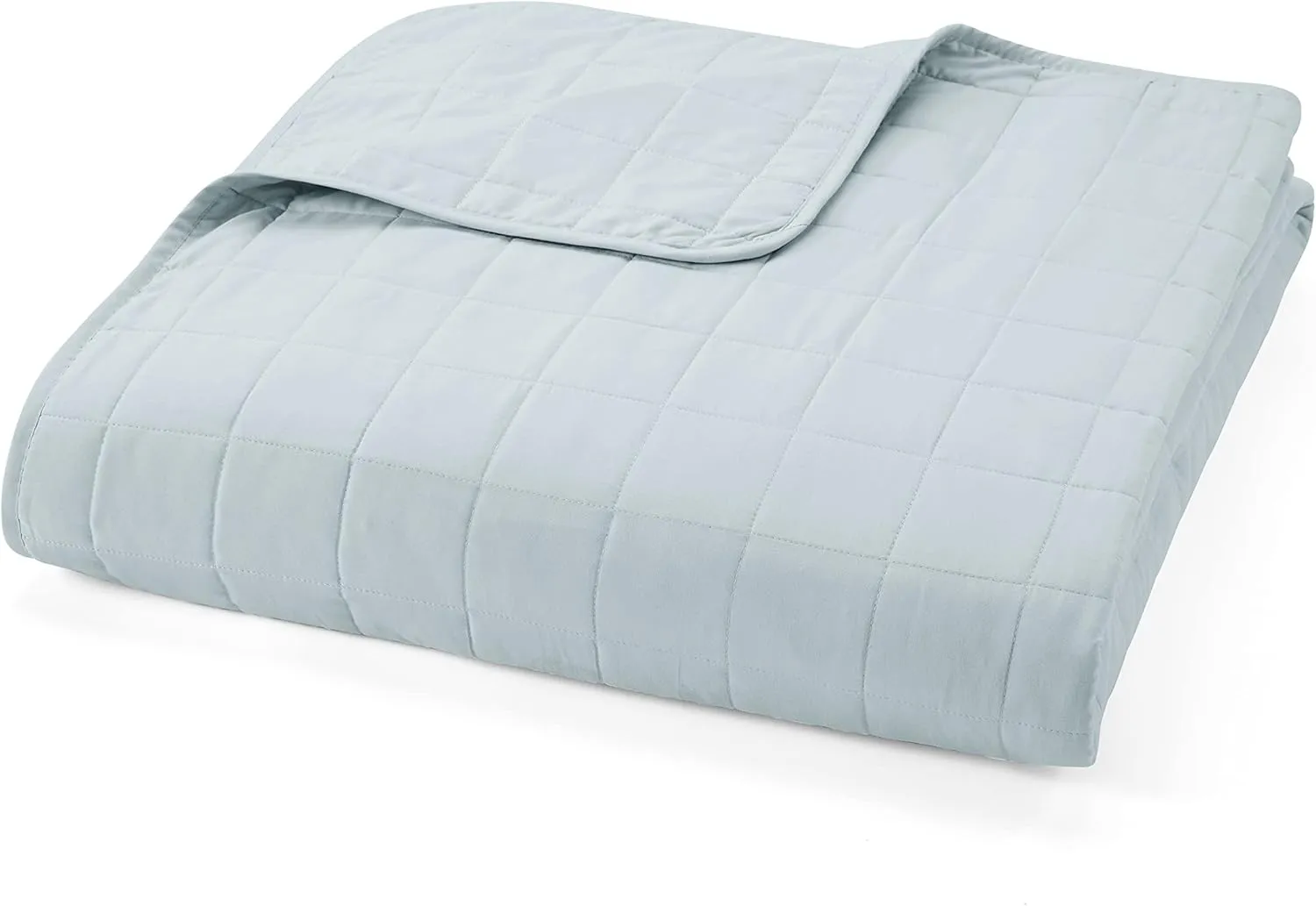 Linen Market Quilt Coverlet Set All Season Microfiber Contemporary Ultra Soft Bedding in Square Stitch - King/Cal-King Square Stitch Pale Blue